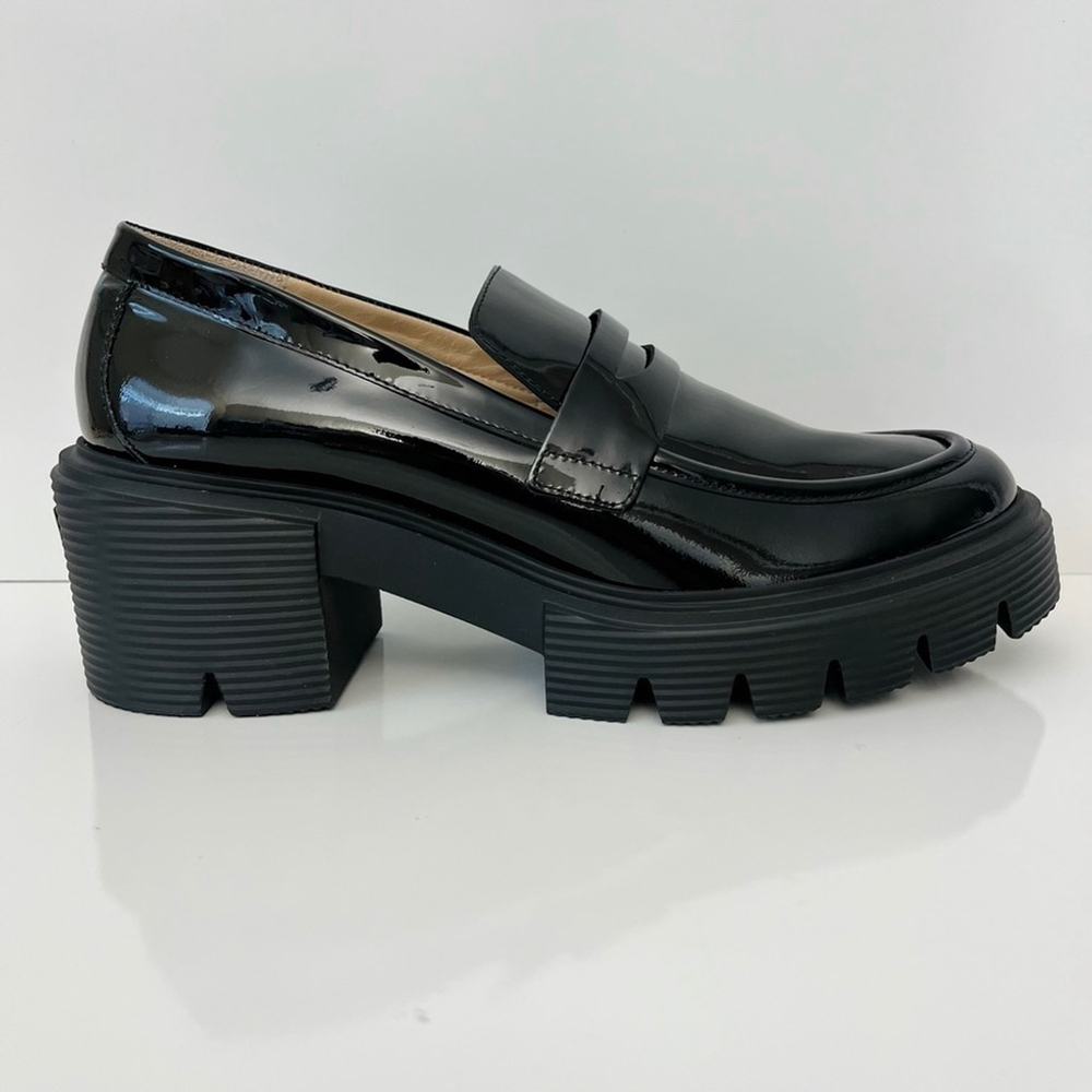 Stuart Weitzman Black Patent Leather Loafers